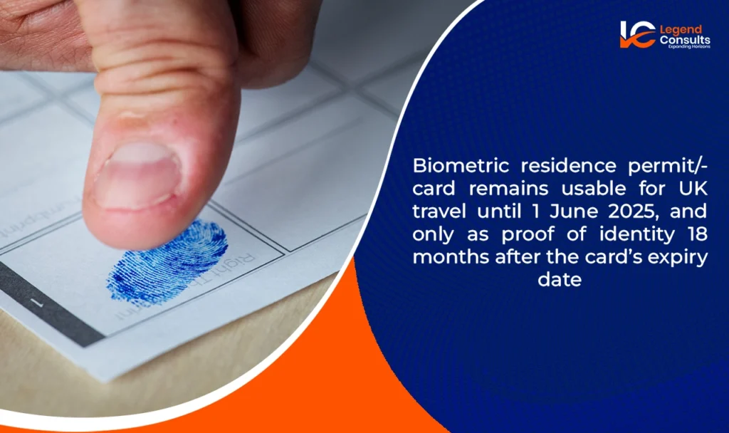 UK Biometric Residence Permit valid for travel until 1 June 2025 and for ID use 18 months after expiry