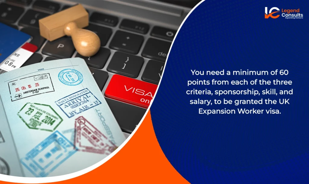 UK Expansion Worker visa requires 60 points each for sponsorship, skill, and salary